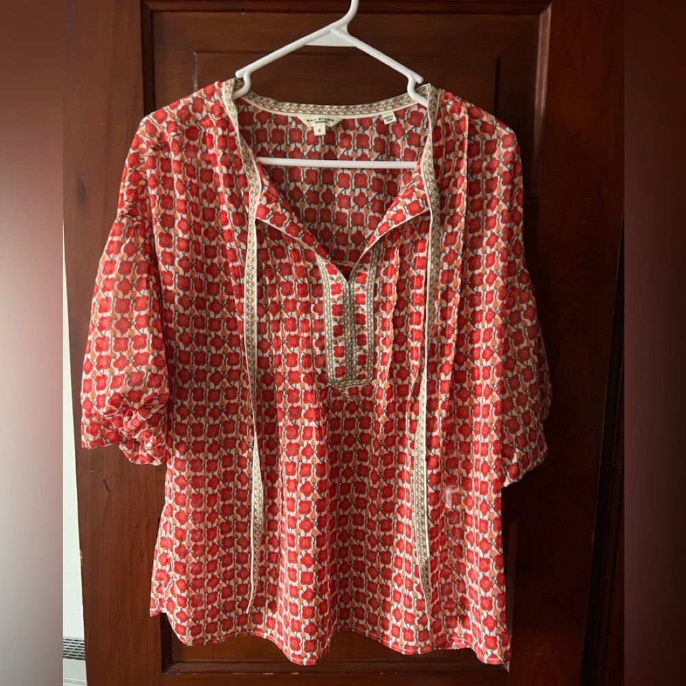 Max Studio London Red Pattern Blouse - image 1